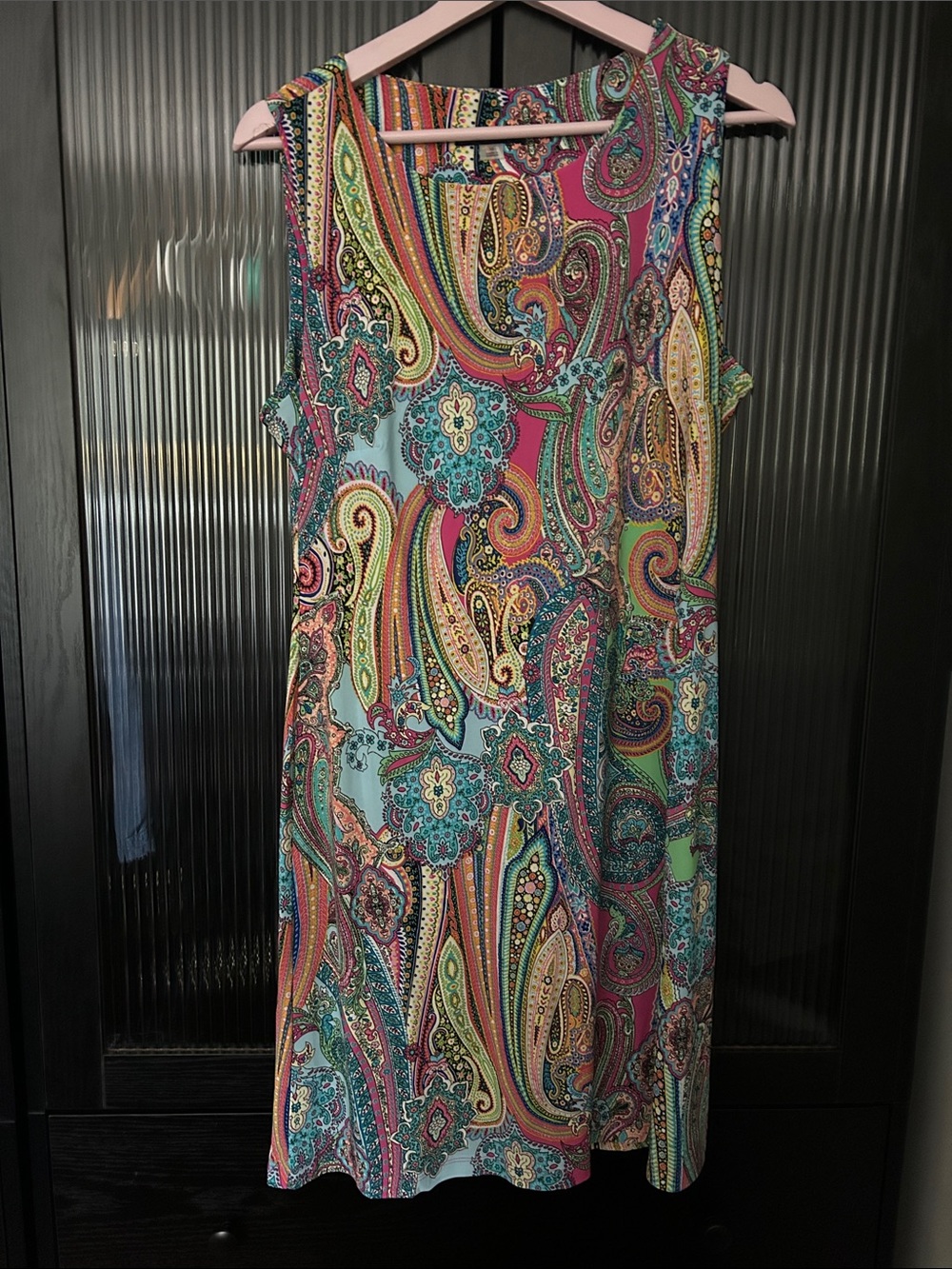 Sleeveless Multicolor Paisley Shift Dress - Vibrant Teal & Pink- Tommy Hilfiger